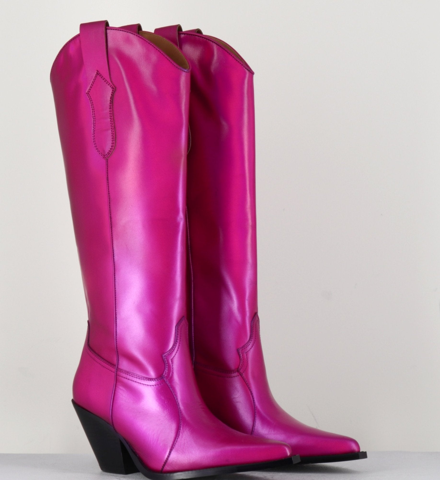 Santiags en cuir fuxia irisé - TL-12028 FUXIA