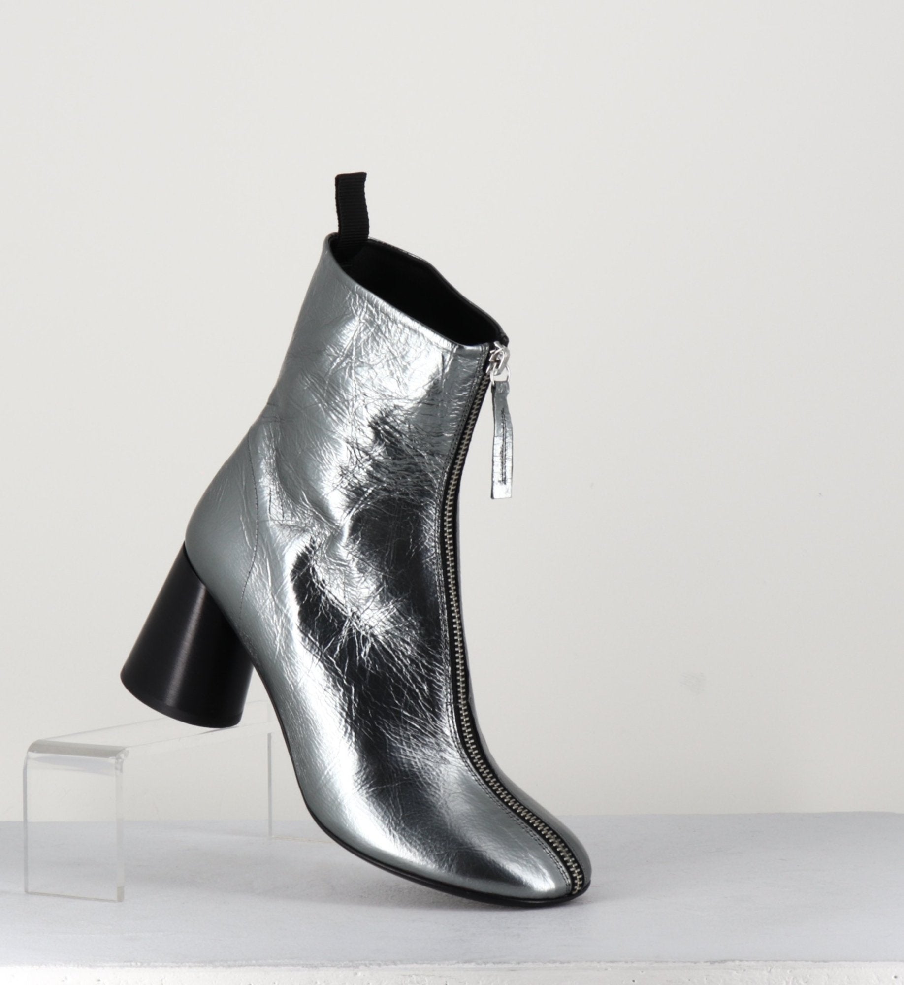 Bottines en cuir métallisé argent très souple - ACE07 METAL