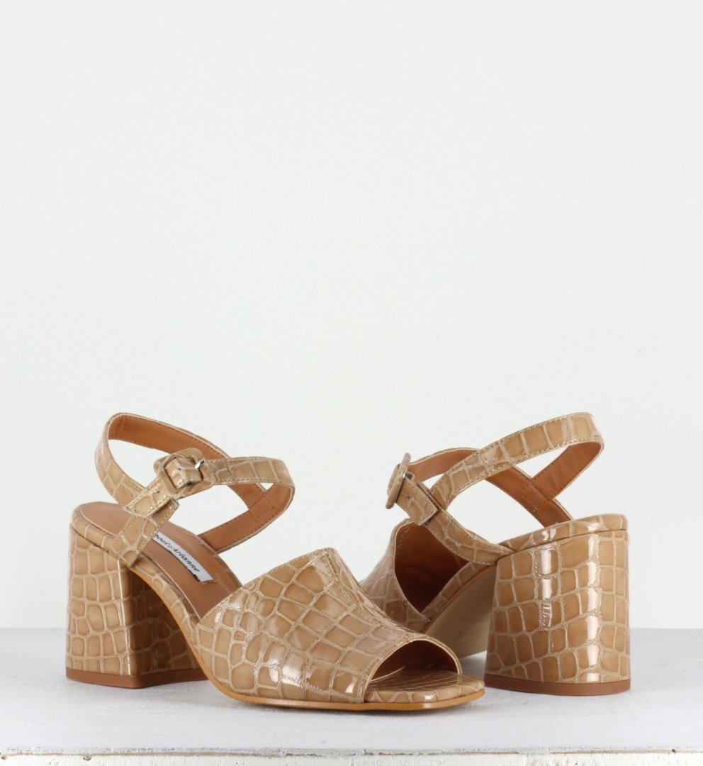 Sandales en cuir effet croco taupe - Rita Liso