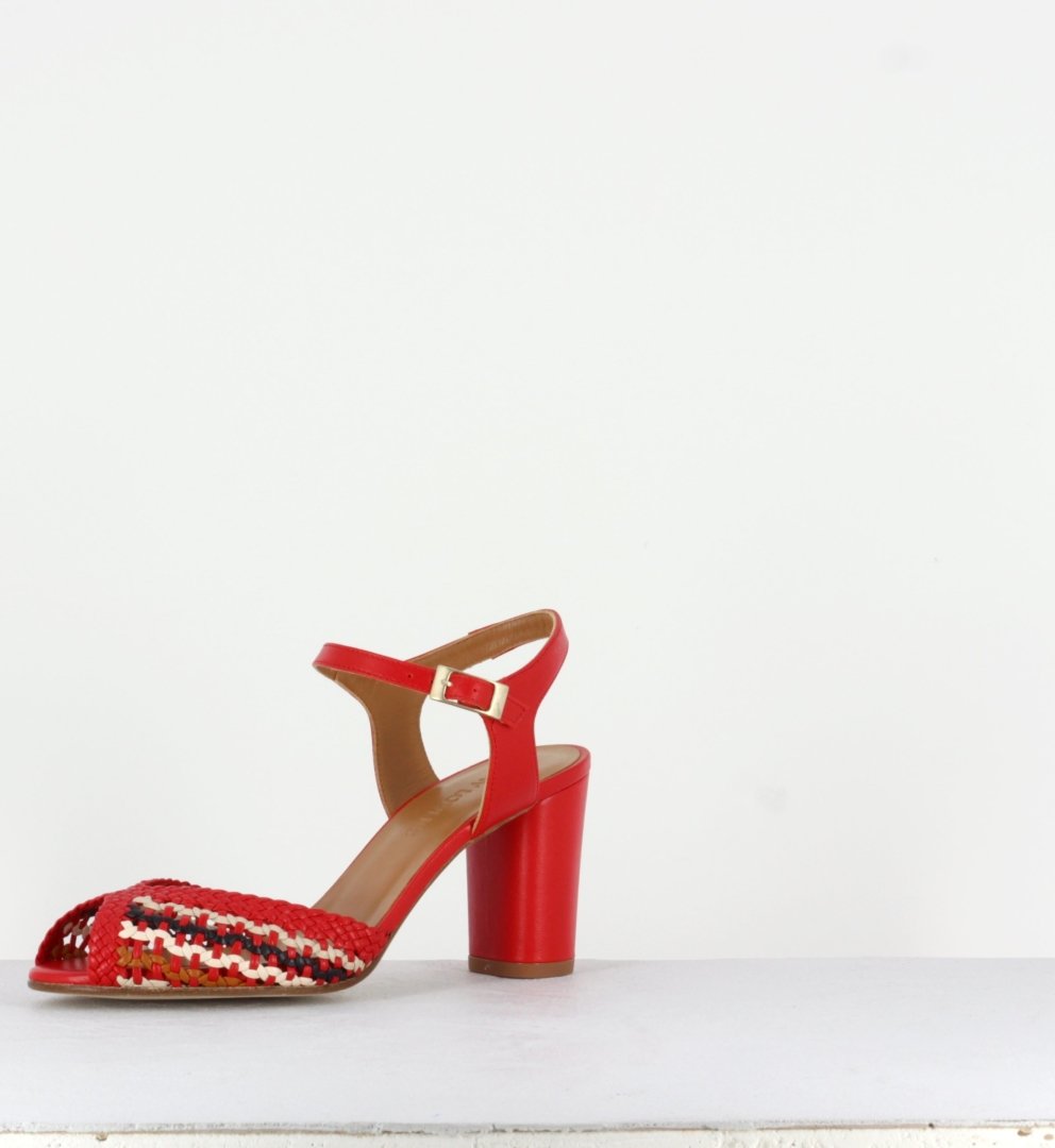 PETRA RED WOVEN SANDAL