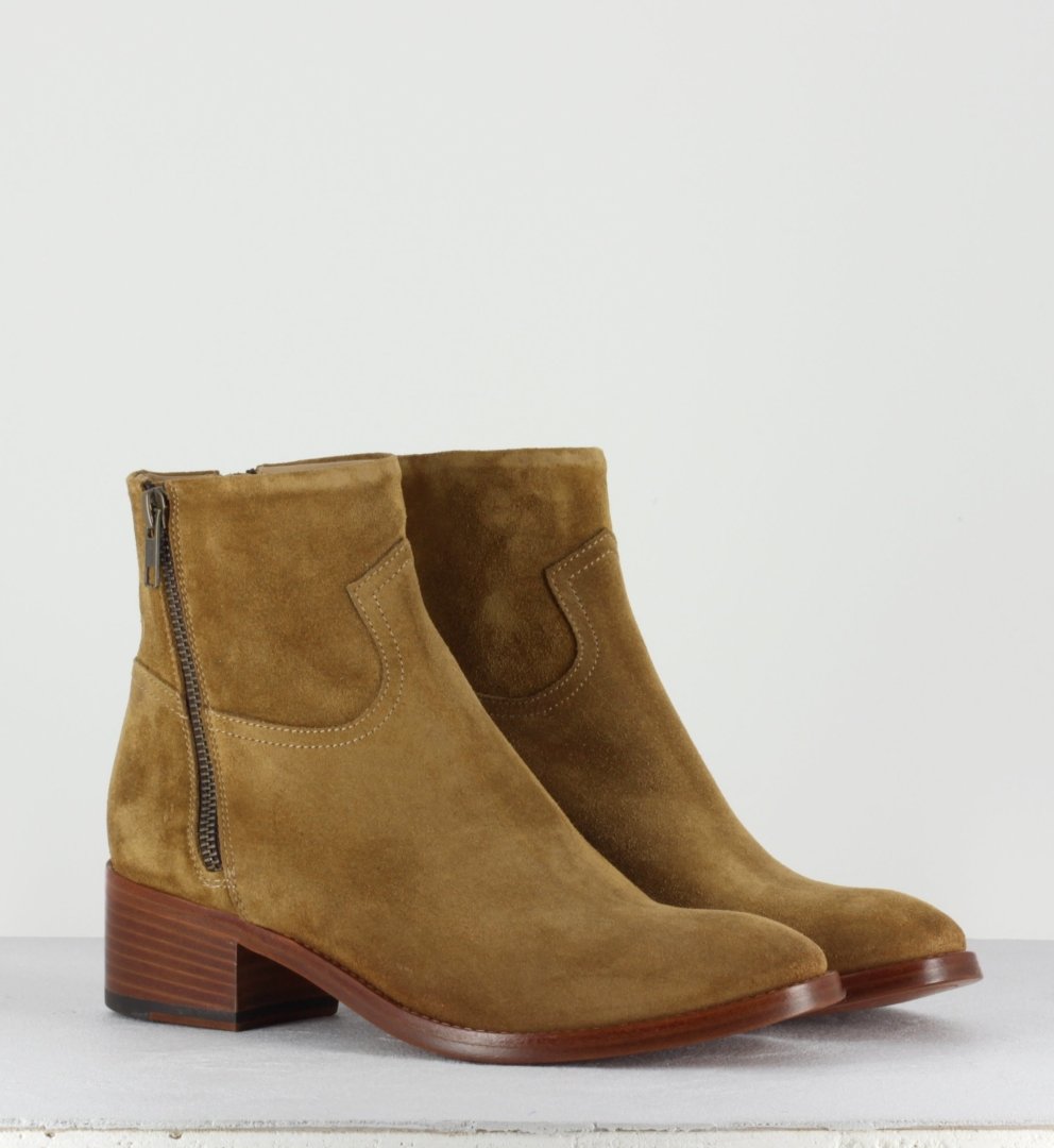 La Bottega di Lisa - Bottines en veau velours camel 3933C