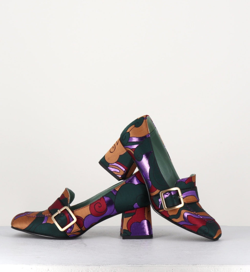 Mocassins à talons en toile multicolore D83S3 - Paola D'Arcano
