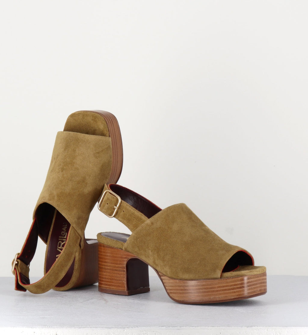 Sandales en daim camel à plateforme - MILOU C81 CHAMOIS