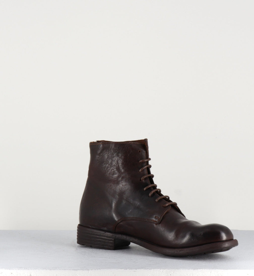 Bottines plates à lacets en cuir marron Officine Creative - MARS007