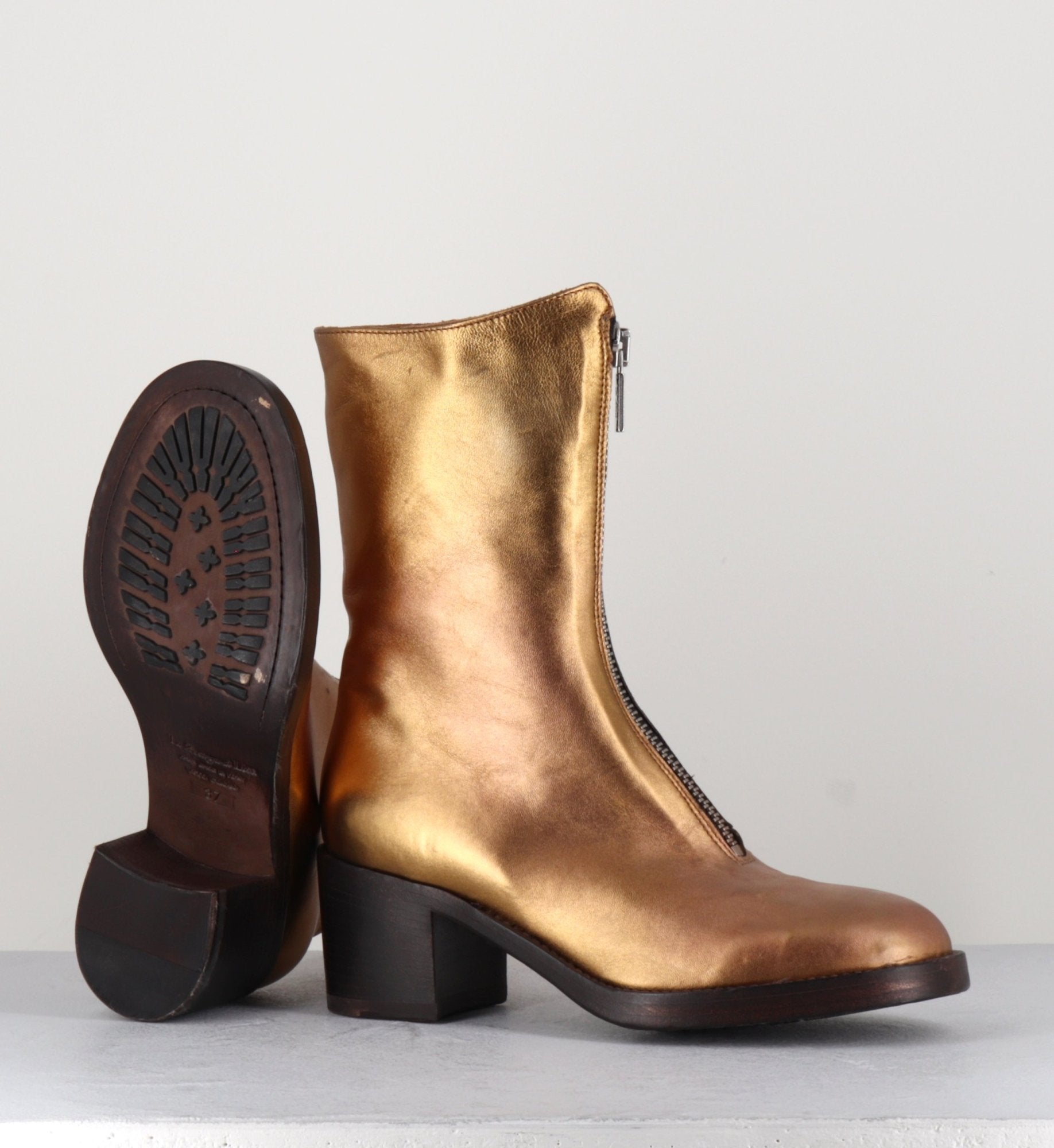 Boots en cuir métallisé doré à zip -888 NAPPA ORO
