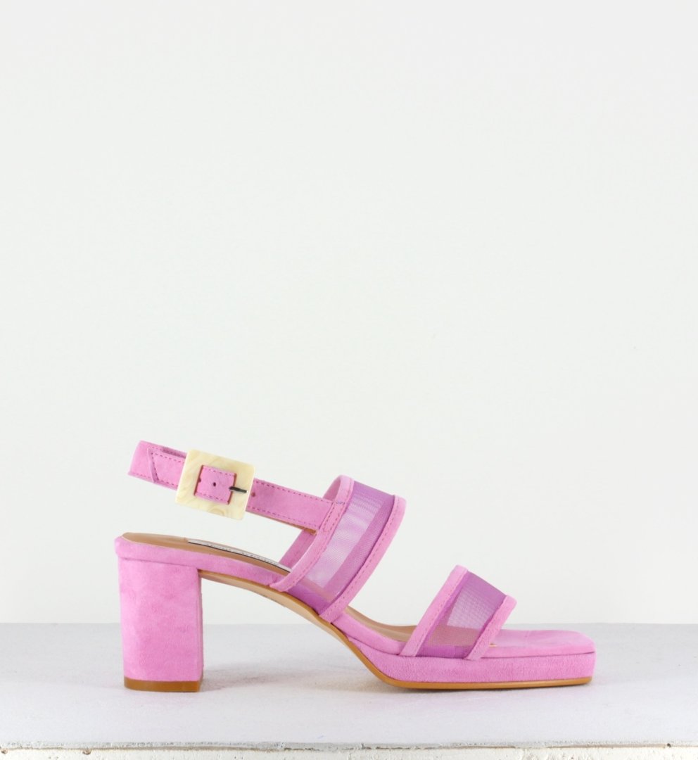 Sandales en daim et mesh violet - PRUNA MESH
