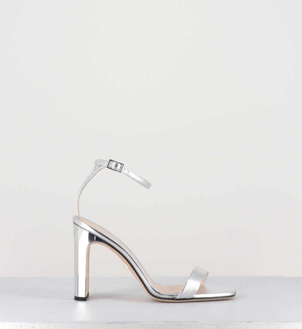 Sandales à talon en cuir argenté Greymer - 700.090 MIRROR