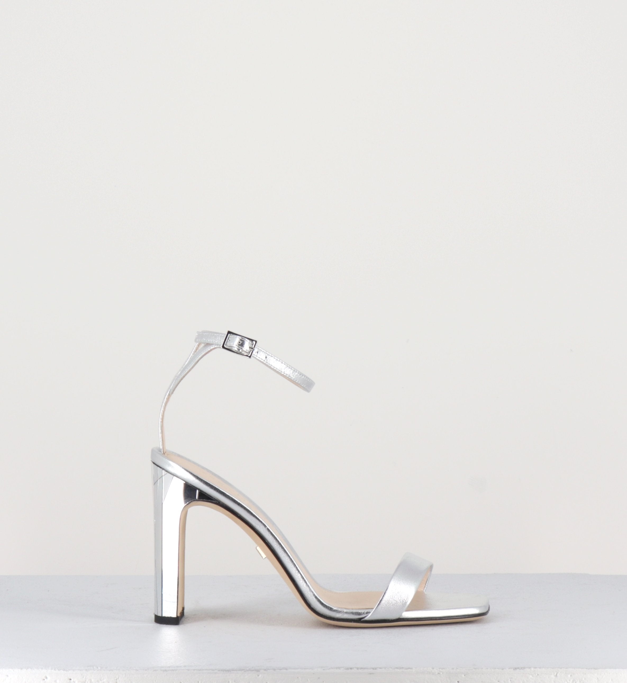 Sandales à talon en cuir argenté Greymer - 700.090 MIRROR