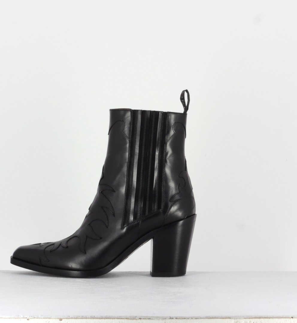 Bottines santiags en cuir noir Sartore - SR3265 