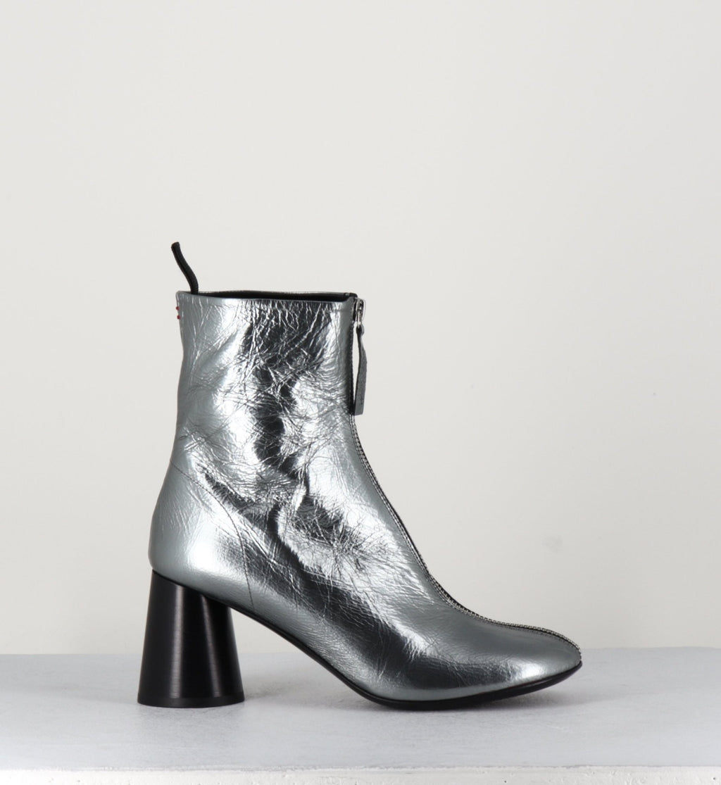 Bottines en cuir métallisé argent très souple - ACE07 METAL