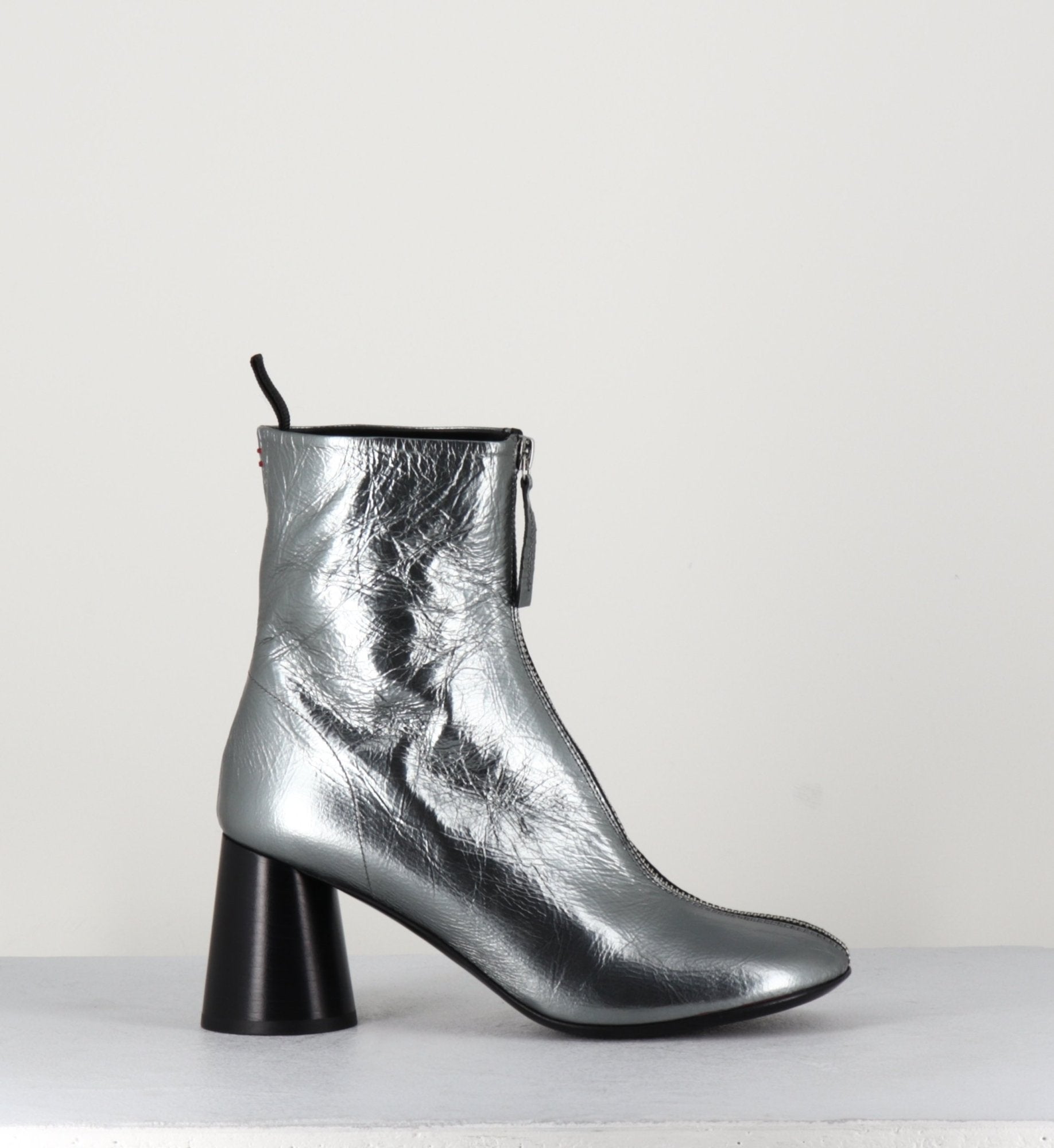 Bottines en cuir métallisé argent très souple - ACE07 METAL
