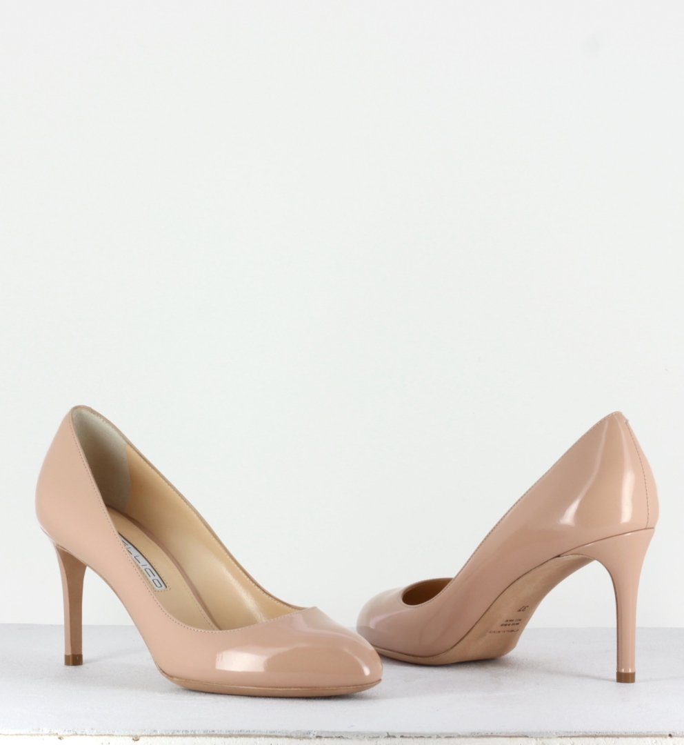 Escarpins petits talons en cuir nude 2592N - Pellico