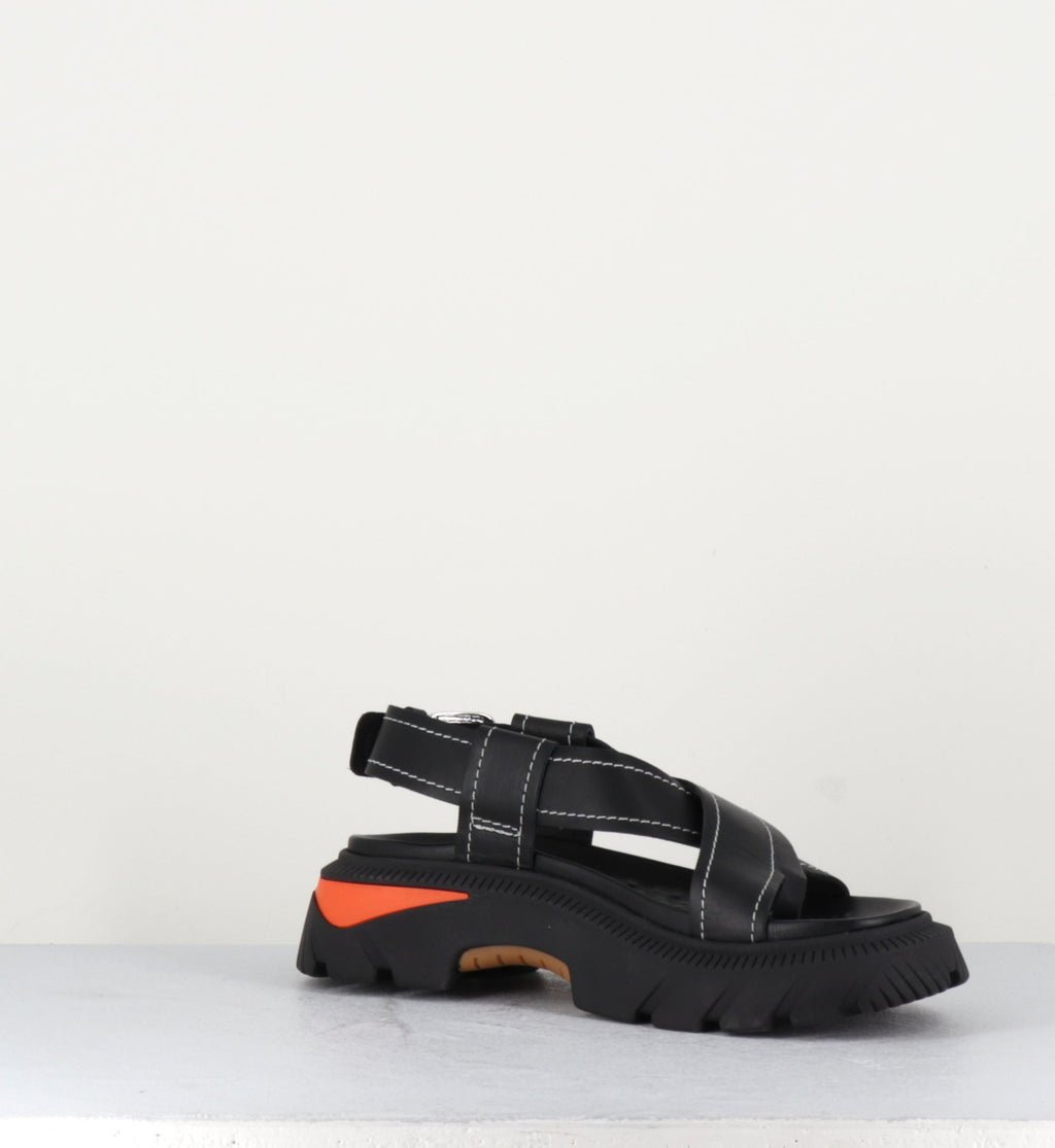 Sandales en cuir noir à lanières croisées - KRISHA BLACK