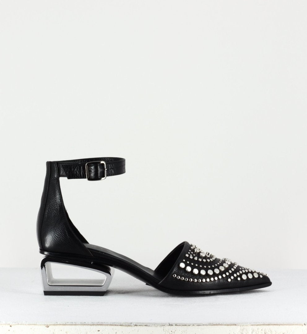 Escarpin clouté en cuir noir Garrice Collection Fruit - 6275