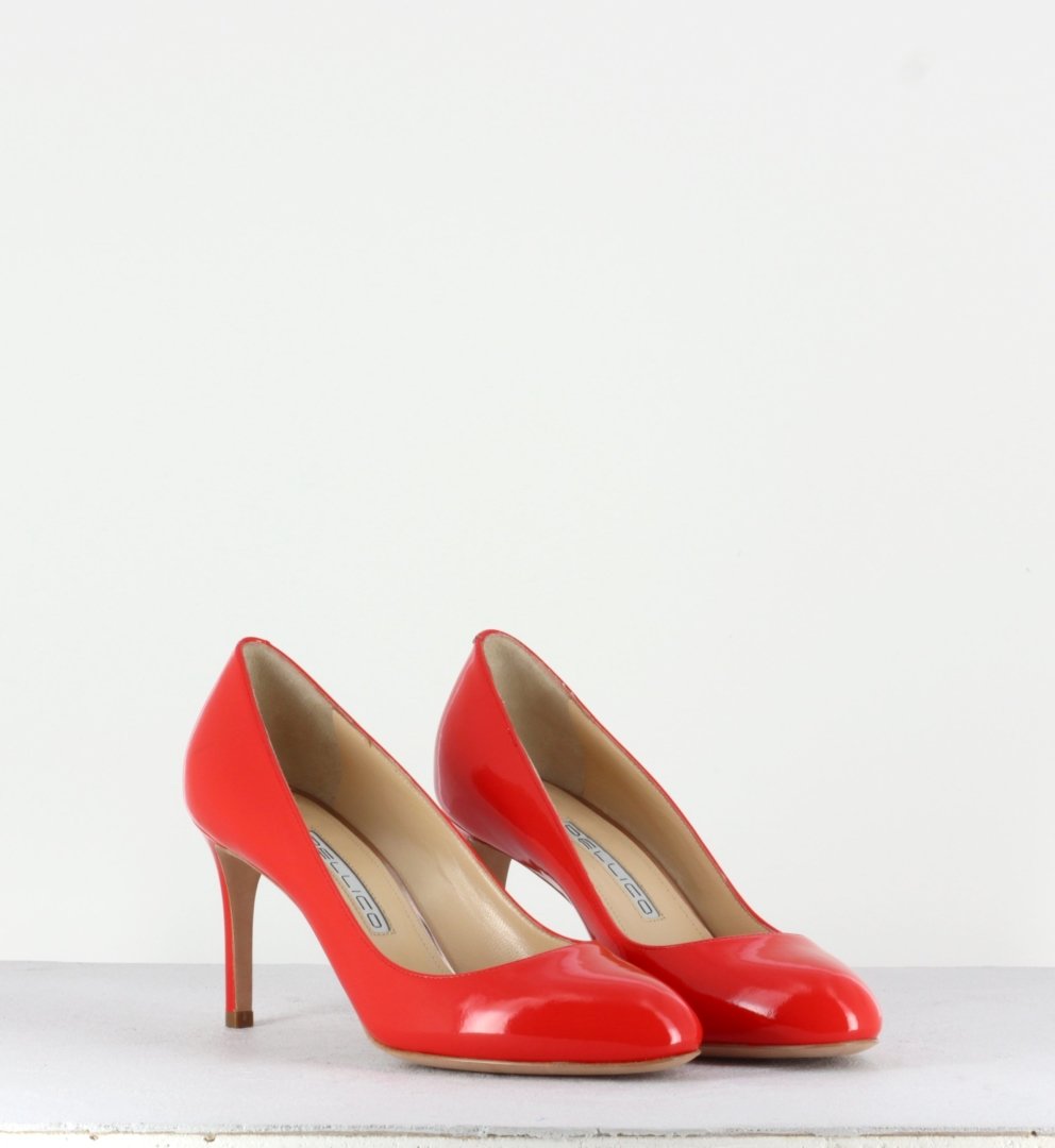 Escarpins petits talons en cuir rouge 2592R - Pellico