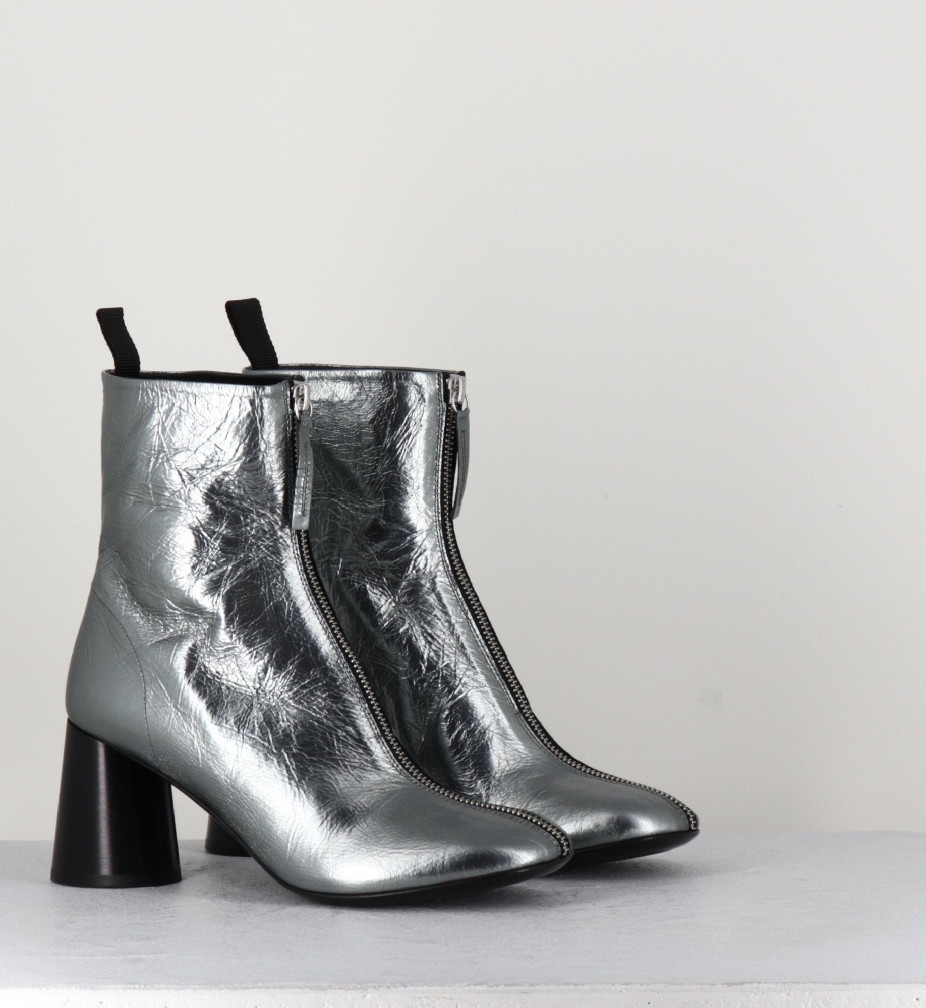 Bottines en cuir métallisé argent très souple - ACE07 METAL