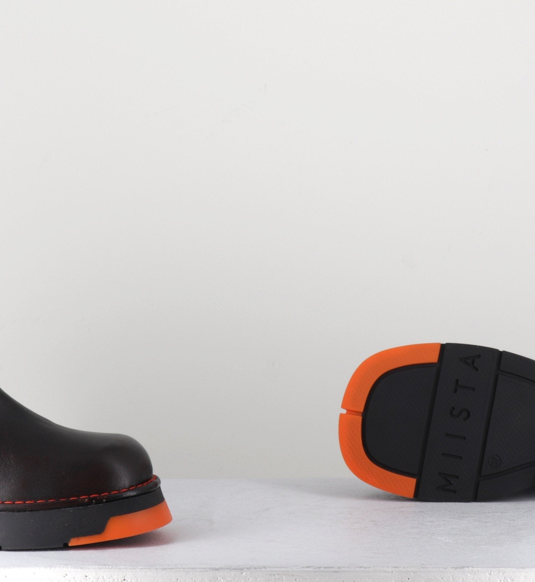 Boots en cuir marron & lycra orange -KAYA BROWN ORANGE