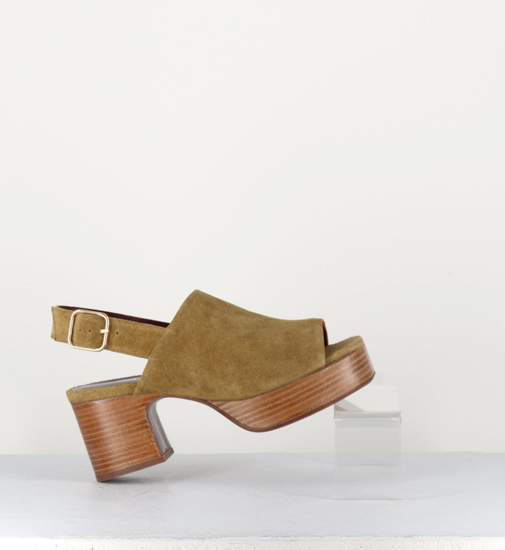Sandales en daim camel à plateforme - MILOU C81 CHAMOIS
