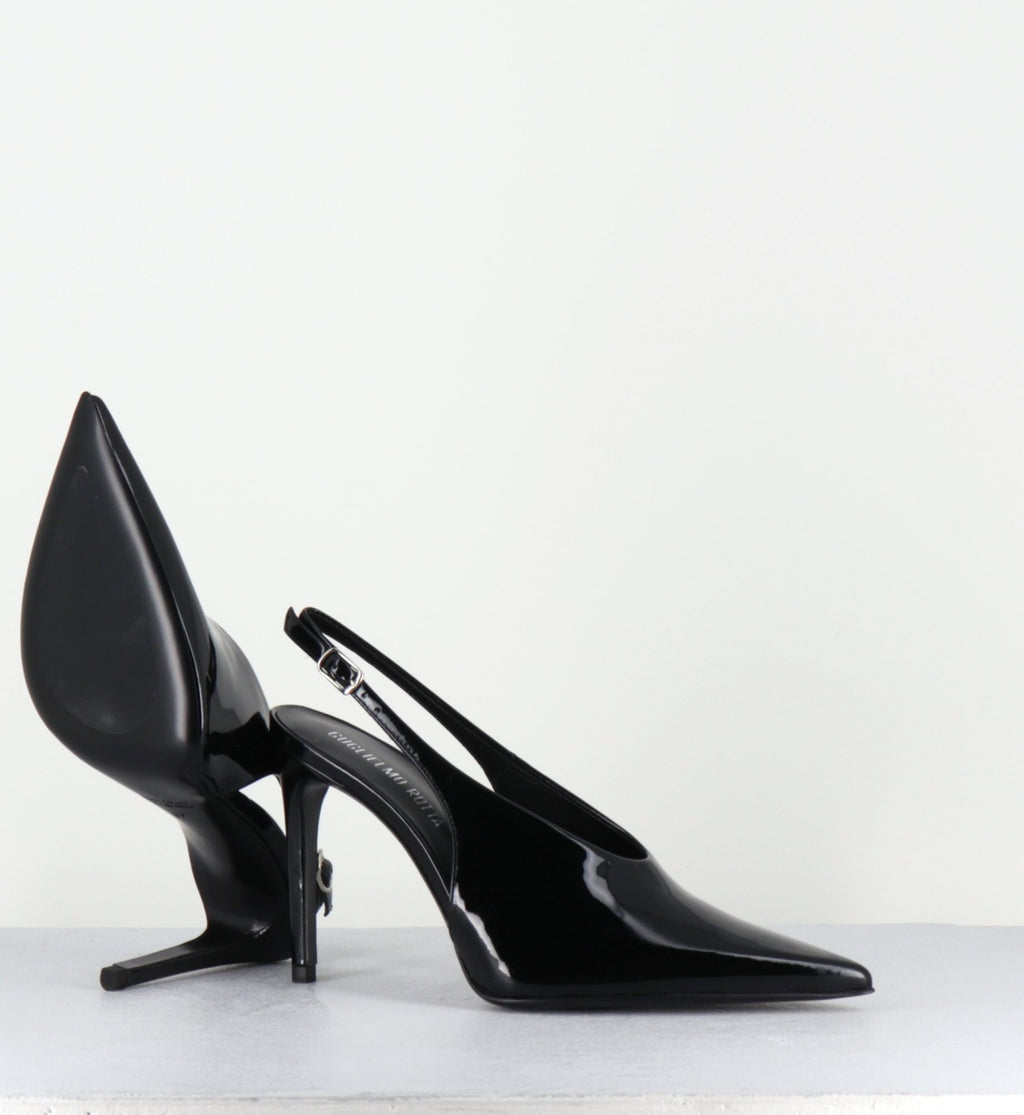 Escarpins slingback talon haut en cuir vernis noir - FEEL VERNICE BLACK