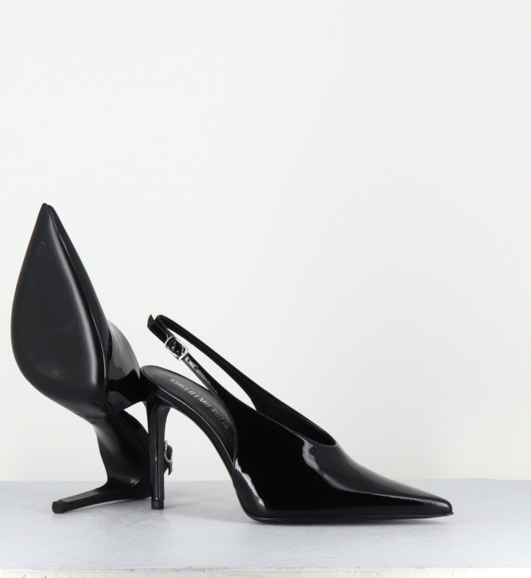 Escarpins slingback talon haut en cuir vernis noir - FEEL VERNICE BLACK