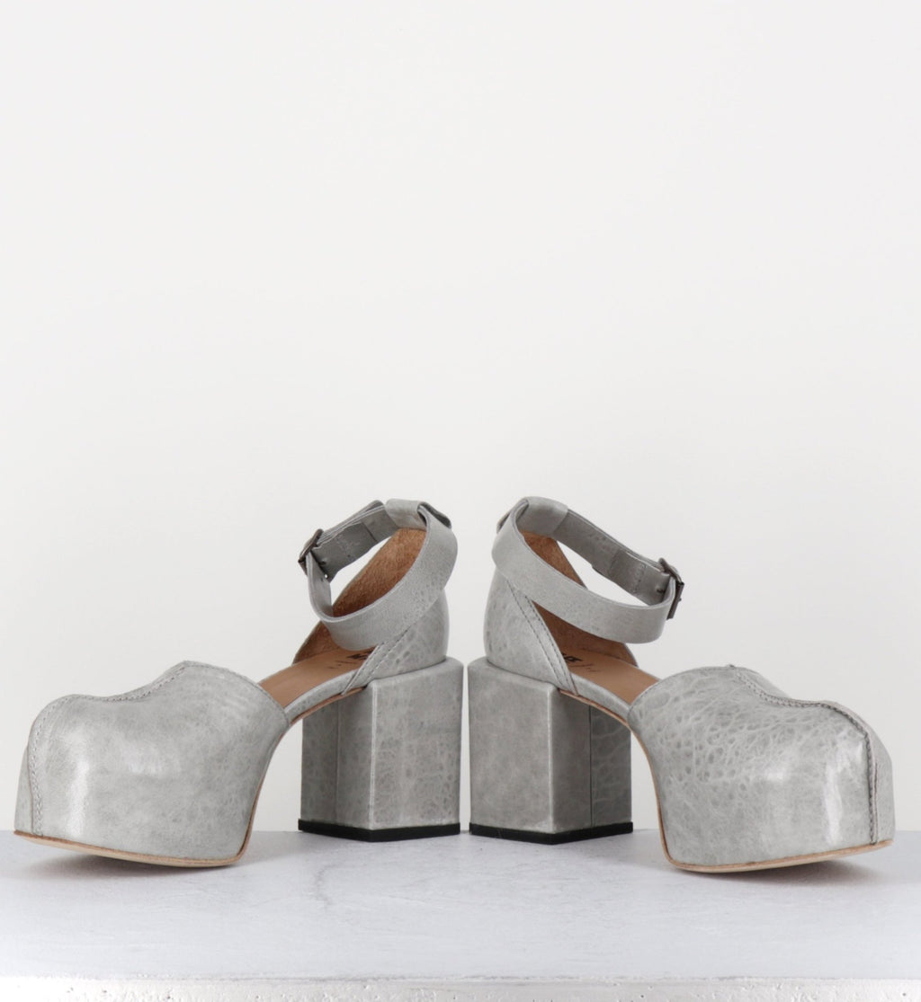 Babies à plateforme en cuir gaufré gris - 1GS445 NAPLAK LIGHT GREY
