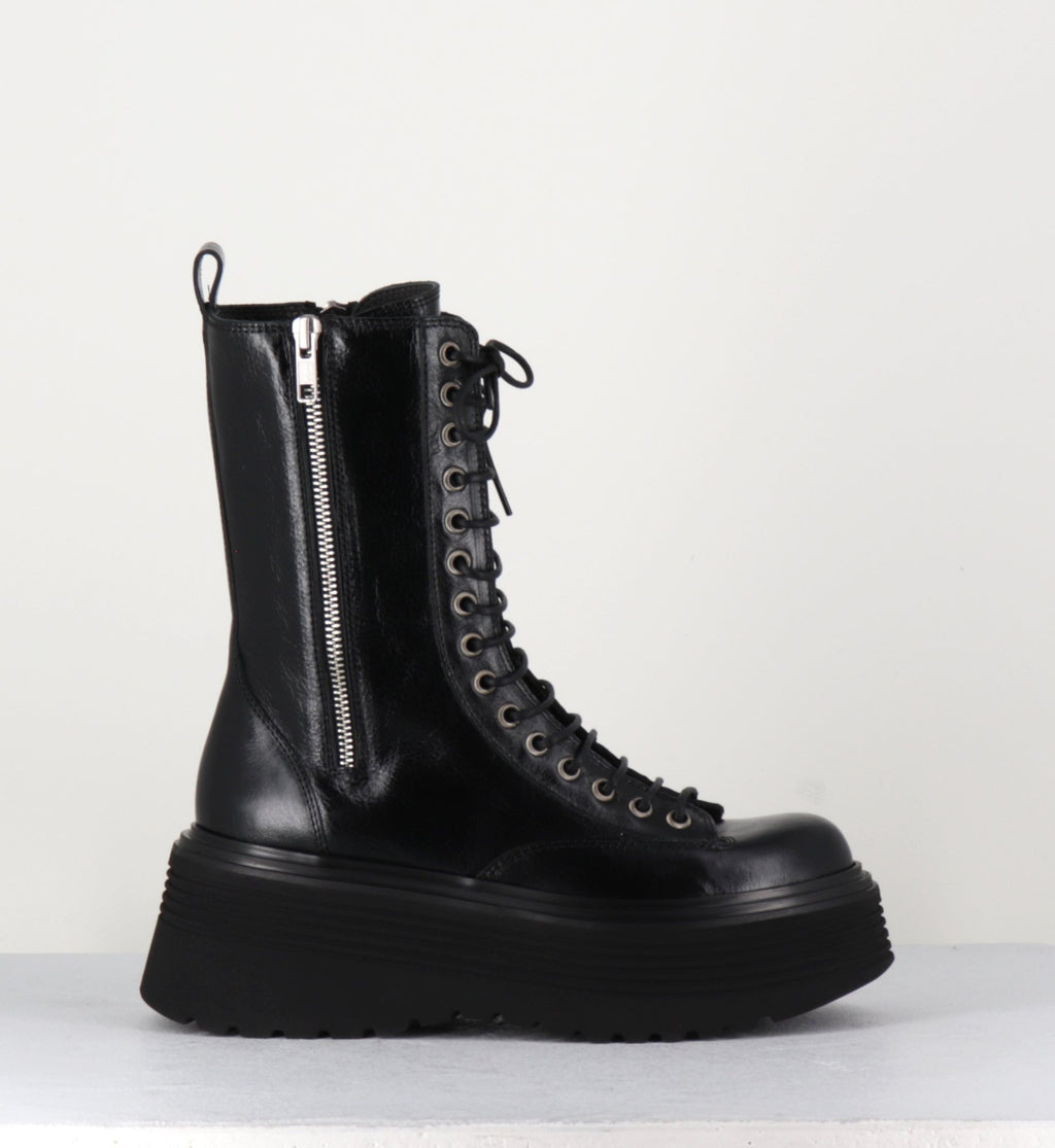 Boots rangers à zip & lacets - PIANU NERO