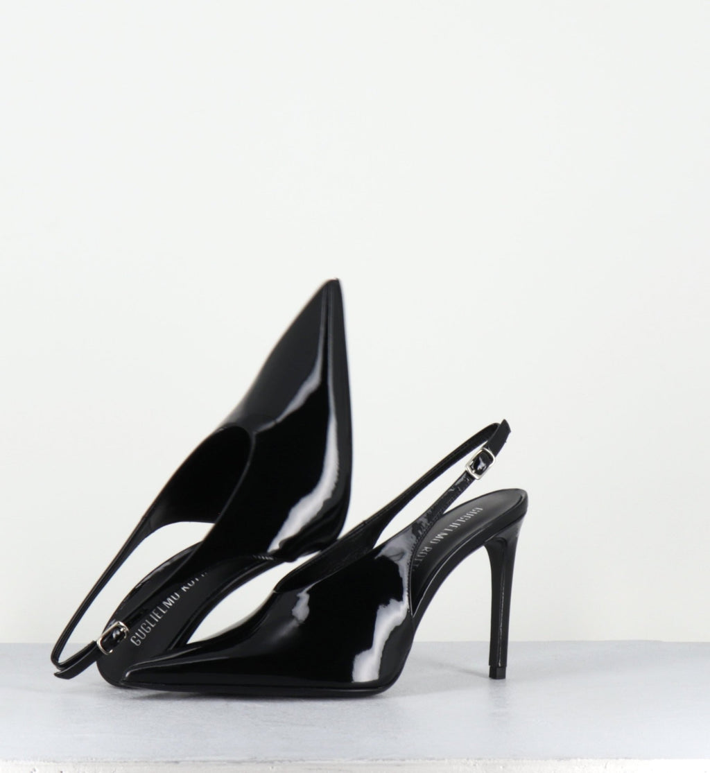 Escarpins slingback talon haut en cuir vernis noir - FEEL VERNICE BLACK