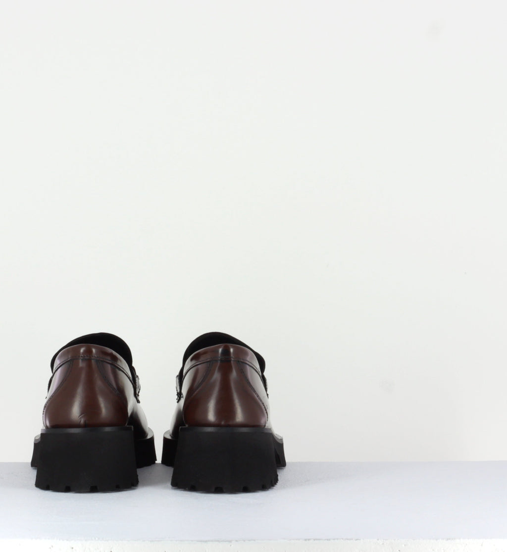 Mocassin en cuir marron à mors doré & semelle micro - 21JMC30 MORO