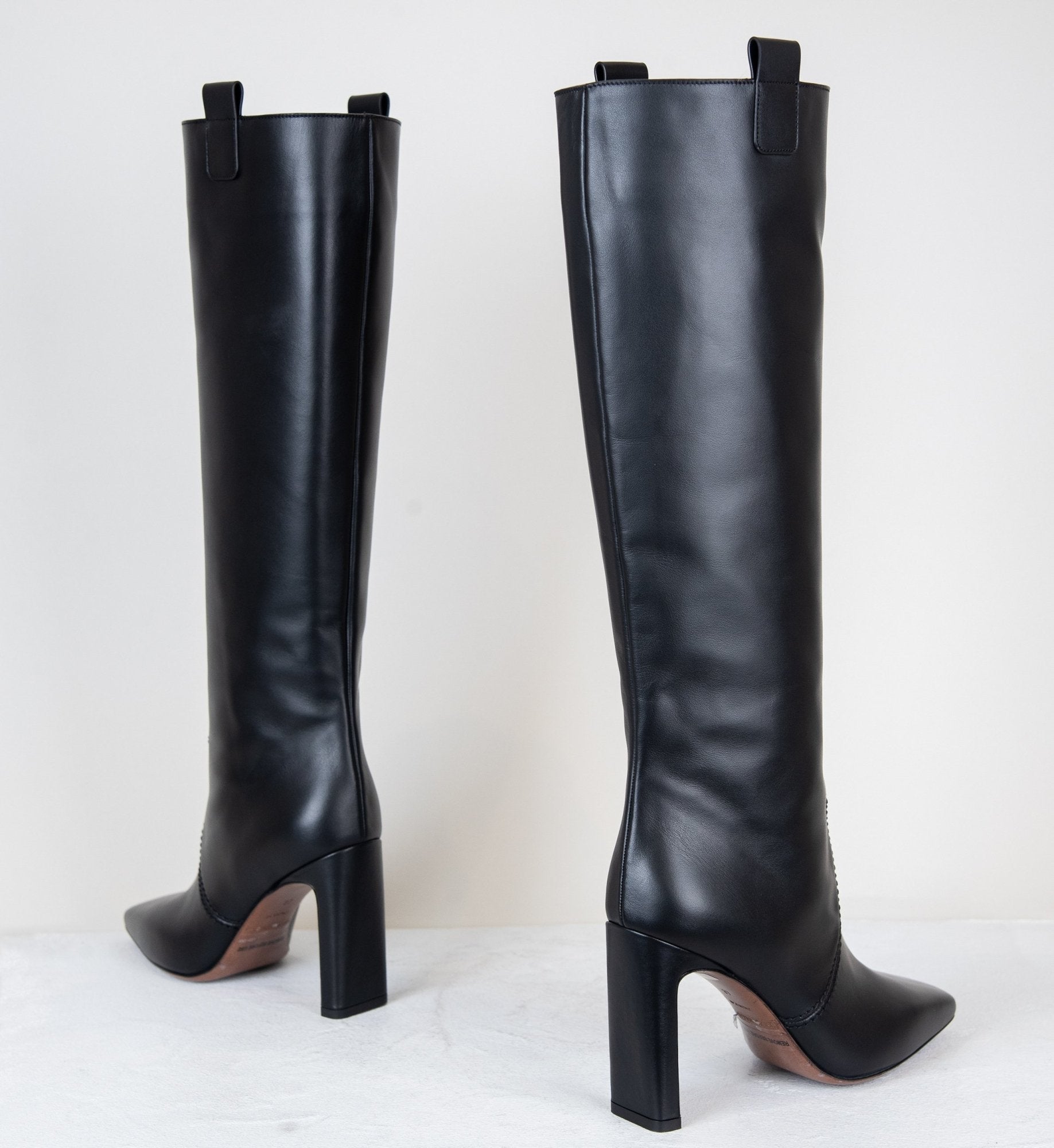 Bottes en cuir noir à talon fin - LDO051 BLACK