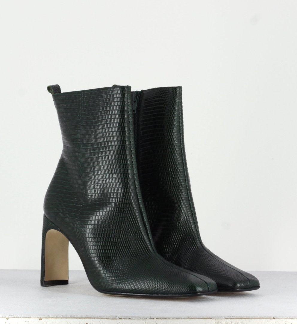 MARCELLE BOTTLE GREEN LEATHER BOOTS - MIISTA