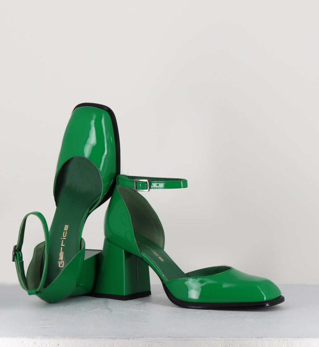 Babies en cuir vernis vert à talon - MIA70 VERDE