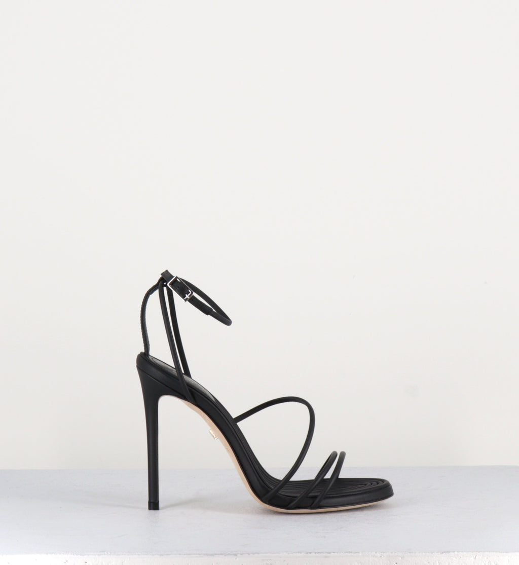 Sandales à talon aiguille en cuir noir Greymer - 718.110 ROPE