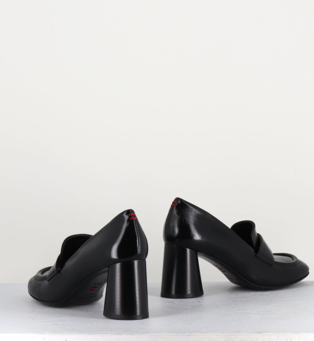Mocassins à talon en cuir noir - ACE03 NERO