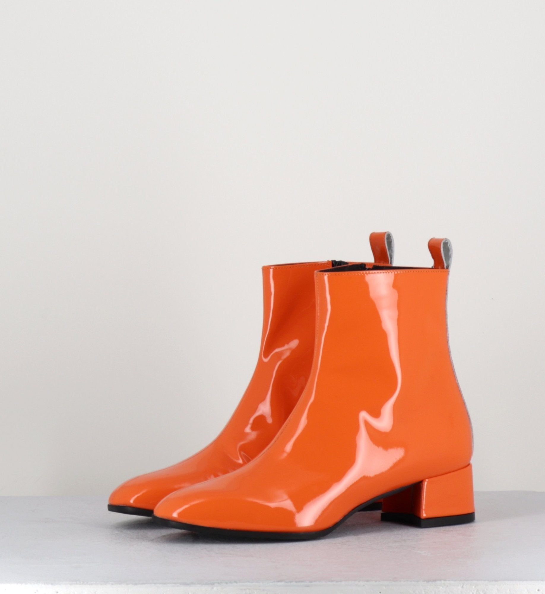 Boots 60s en cuir vernis orange - JANE VERNICE ORANGE