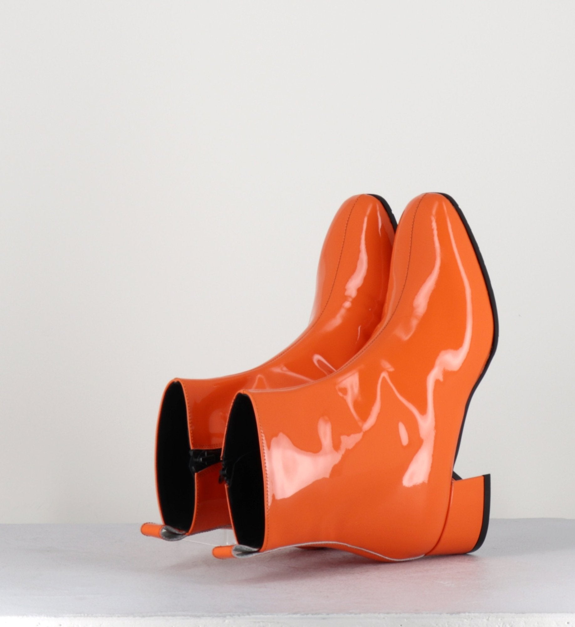 Boots 60s en cuir vernis orange - JANE VERNICE ORANGE