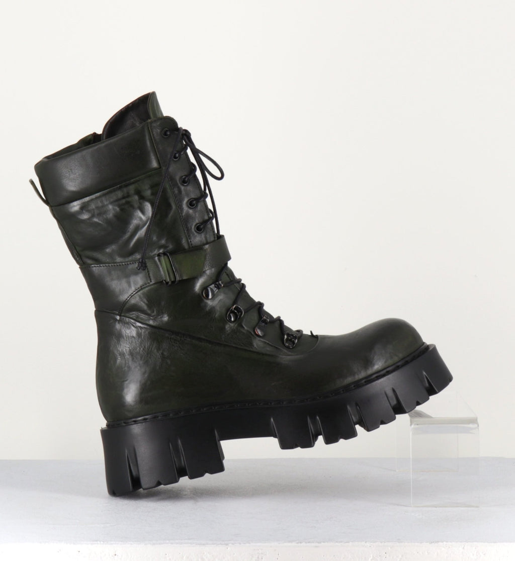 Rangers en cuir kaki souple - KFRE11652 KAKI