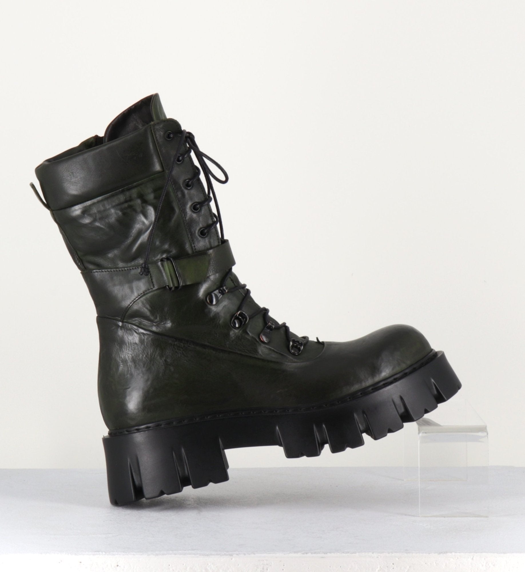 Rangers en cuir kaki souple - KFRE11652 KAKI