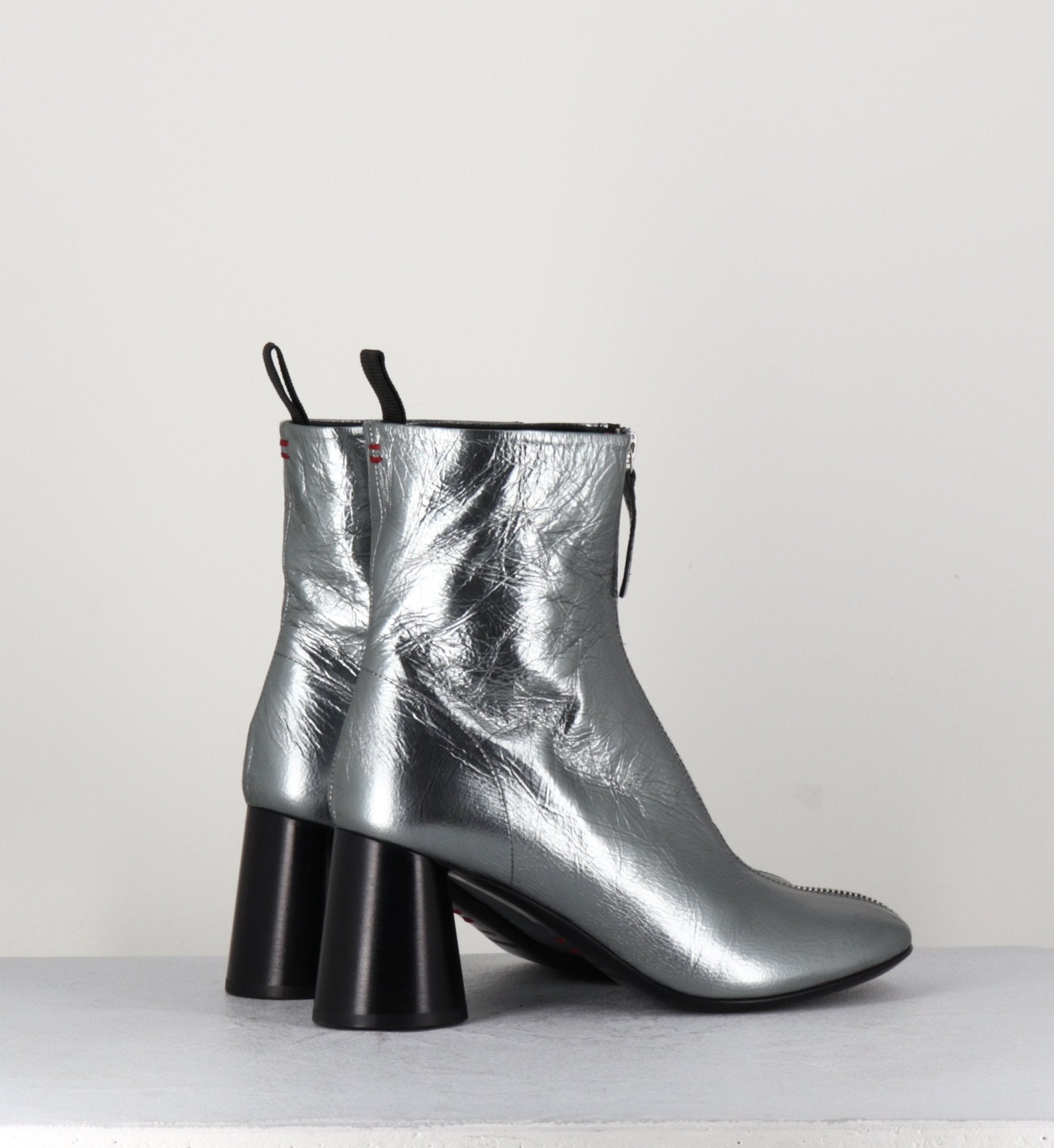 Bottines en cuir métallisé argent très souple - ACE07 METAL