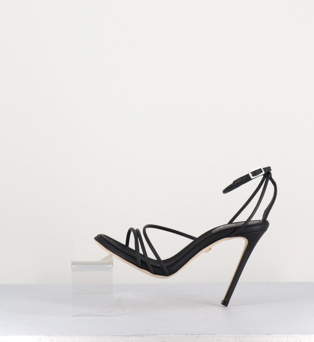 Sandales à talon aiguille en cuir noir Greymer - 718.110 ROPE