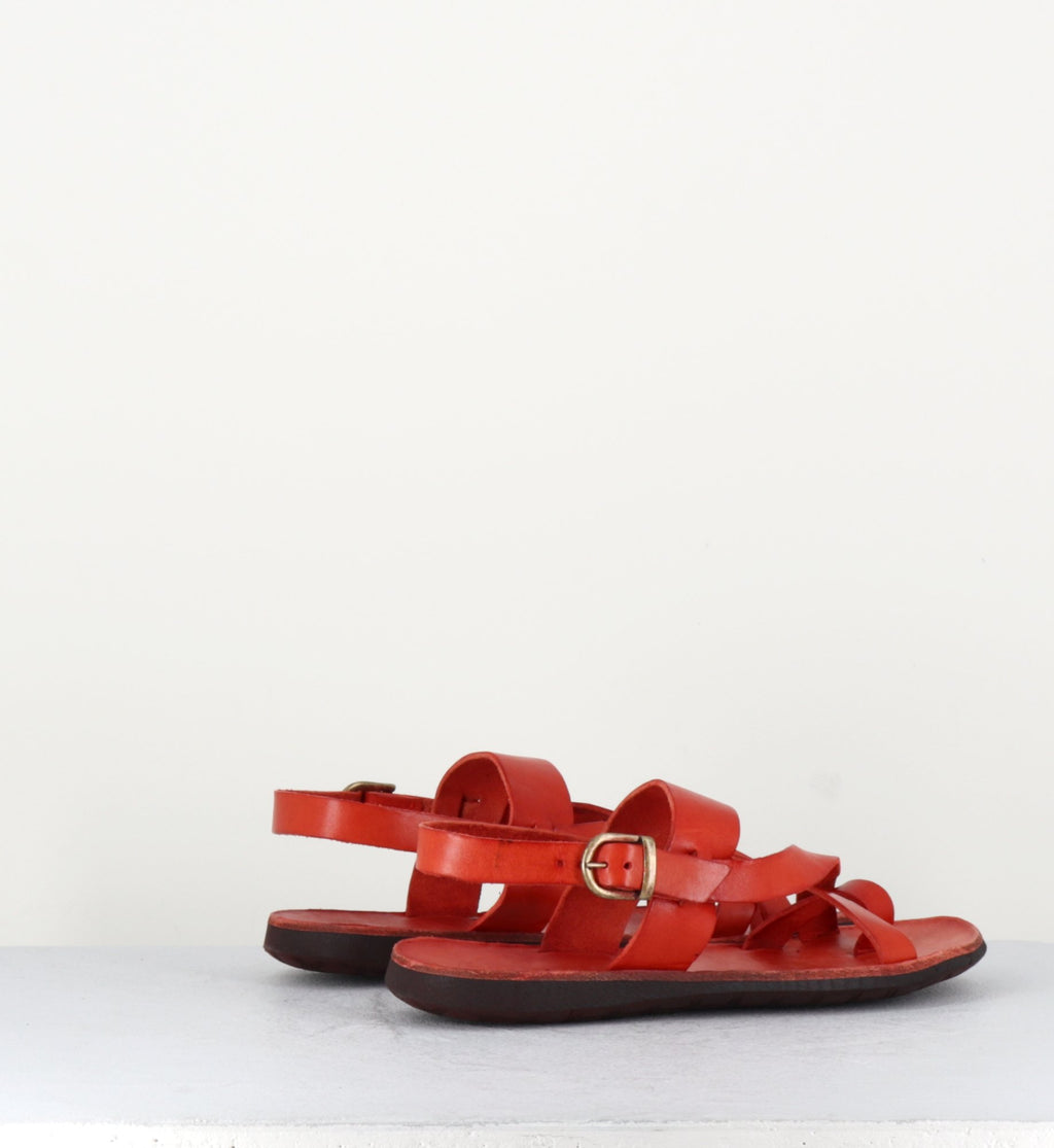 Sandales entre-doigts en cuir corail - 34723 POMPEIANO