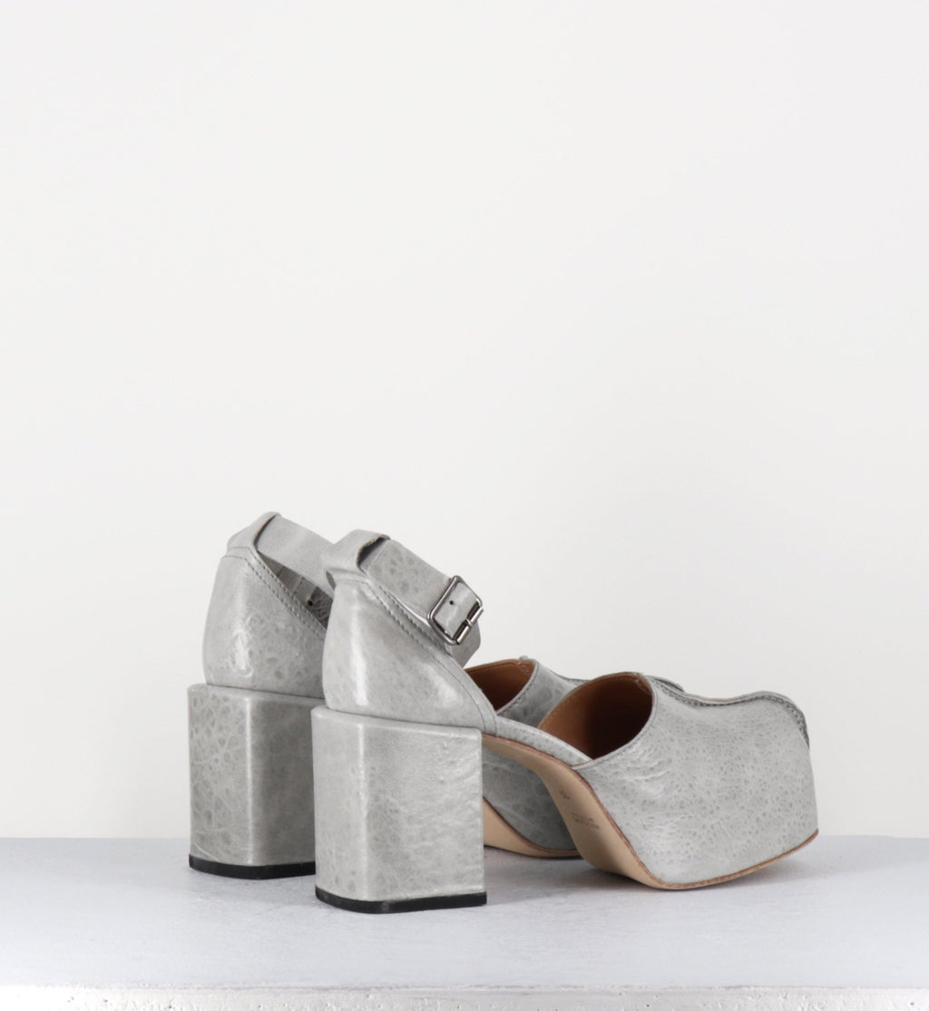 Babies à plateforme en cuir gaufré gris - 1GS445 NAPLAK LIGHT GREY