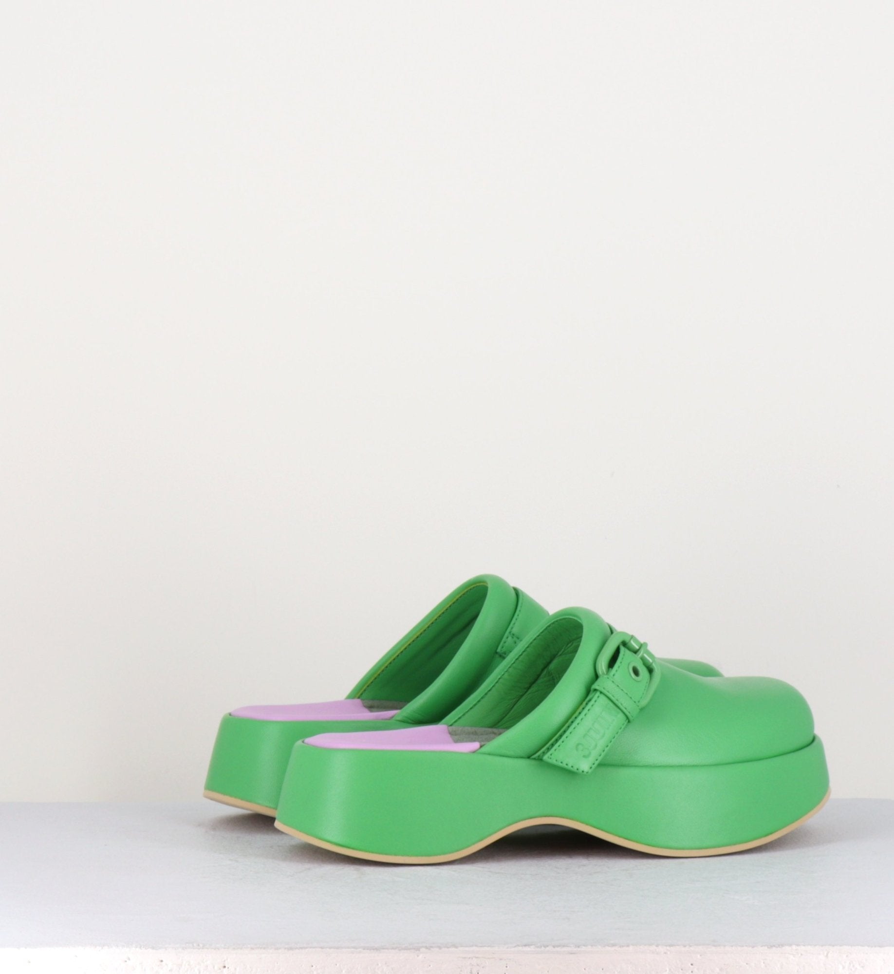 Sabot en cuir vert - LIPARI CHAT GRASS