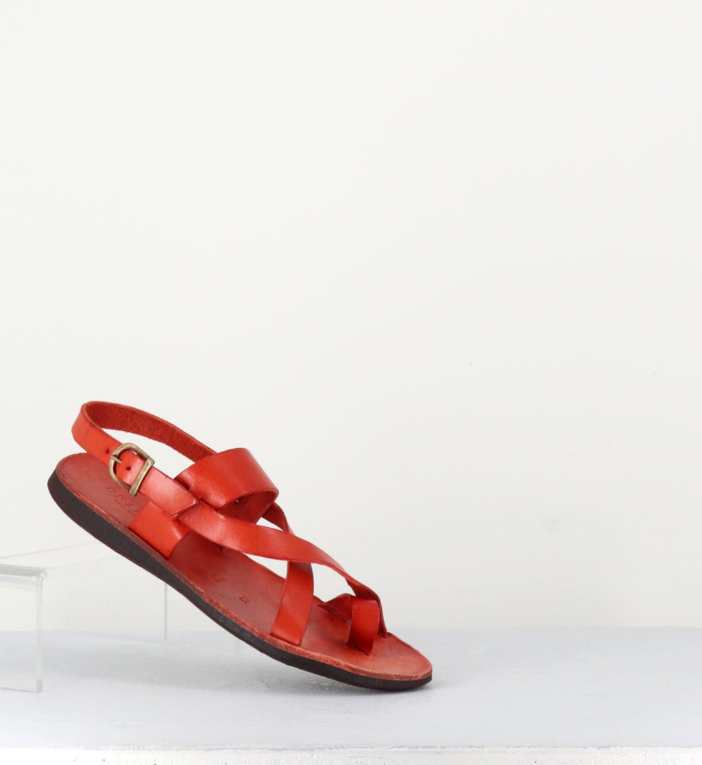 Sandales entre-doigts en cuir corail - 34723 POMPEIANO