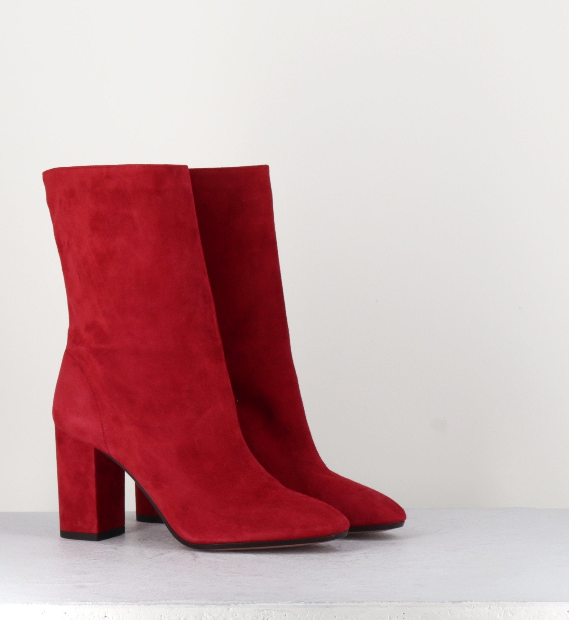 Bottines en suede rouge et tige ample Aquazzura - BOOGIE BOOTIE RED