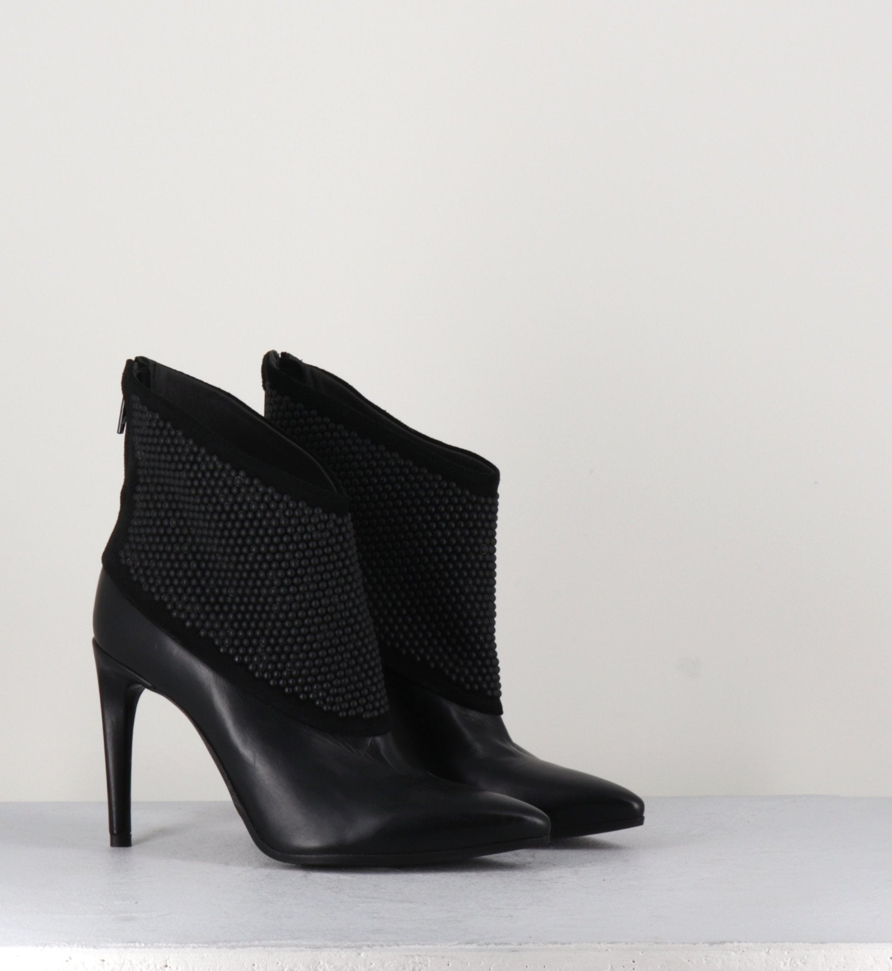 Boots à talons en cuir noir Garrice Collection - 5648