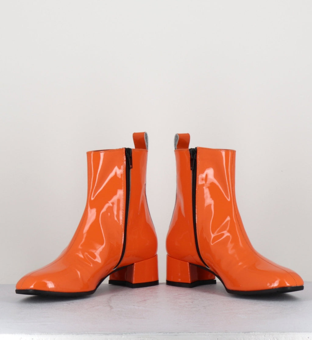 Boots 60s en cuir vernis orange - JANE VERNICE ORANGE