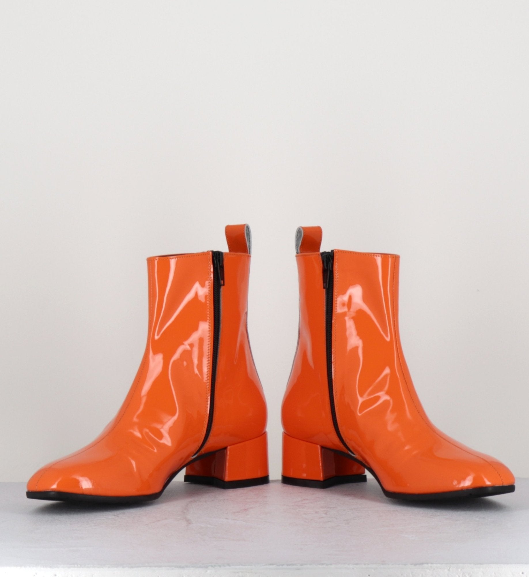 Boots 60s en cuir vernis orange - JANE VERNICE ORANGE