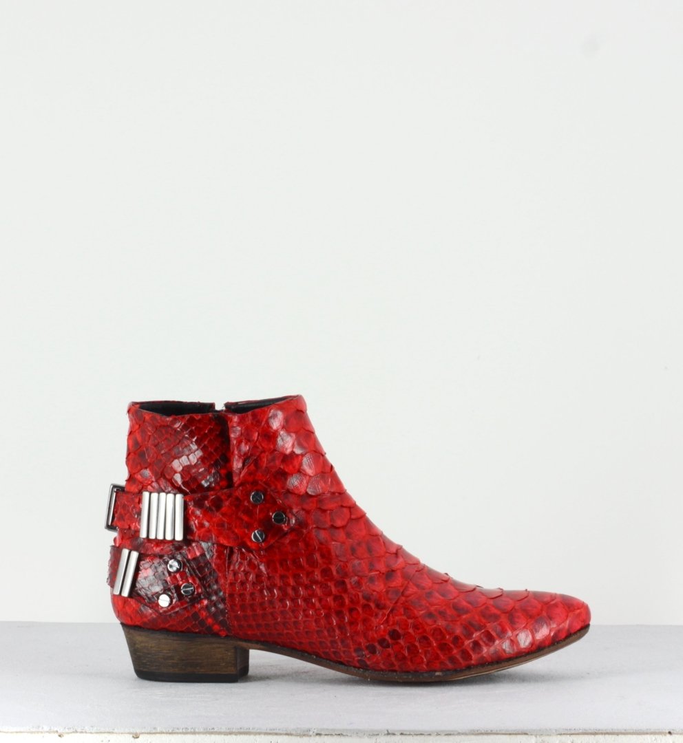 Bottines en python rouge LO RED RUBY - Fury London