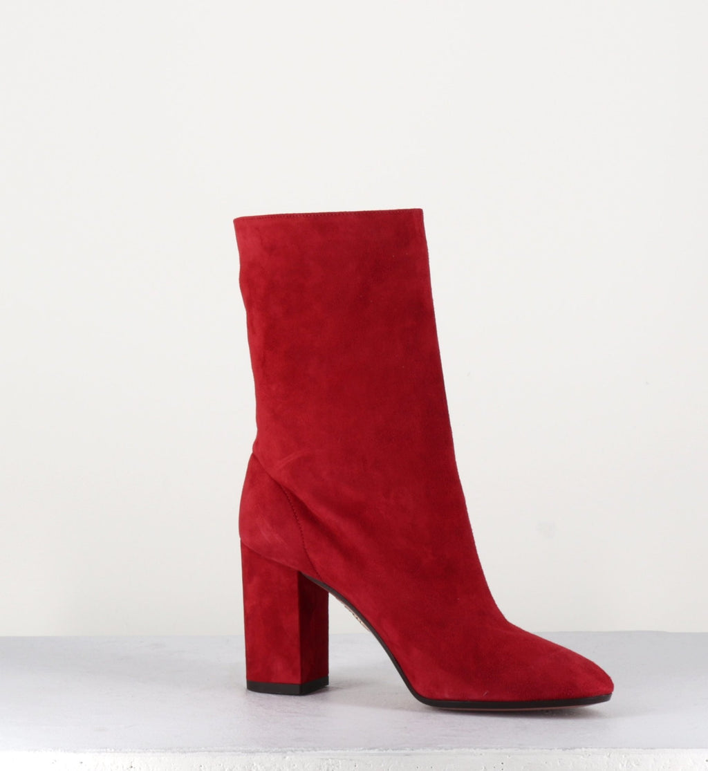 Bottines en suede rouge et tige ample Aquazzura - BOOGIE BOOTIE RED