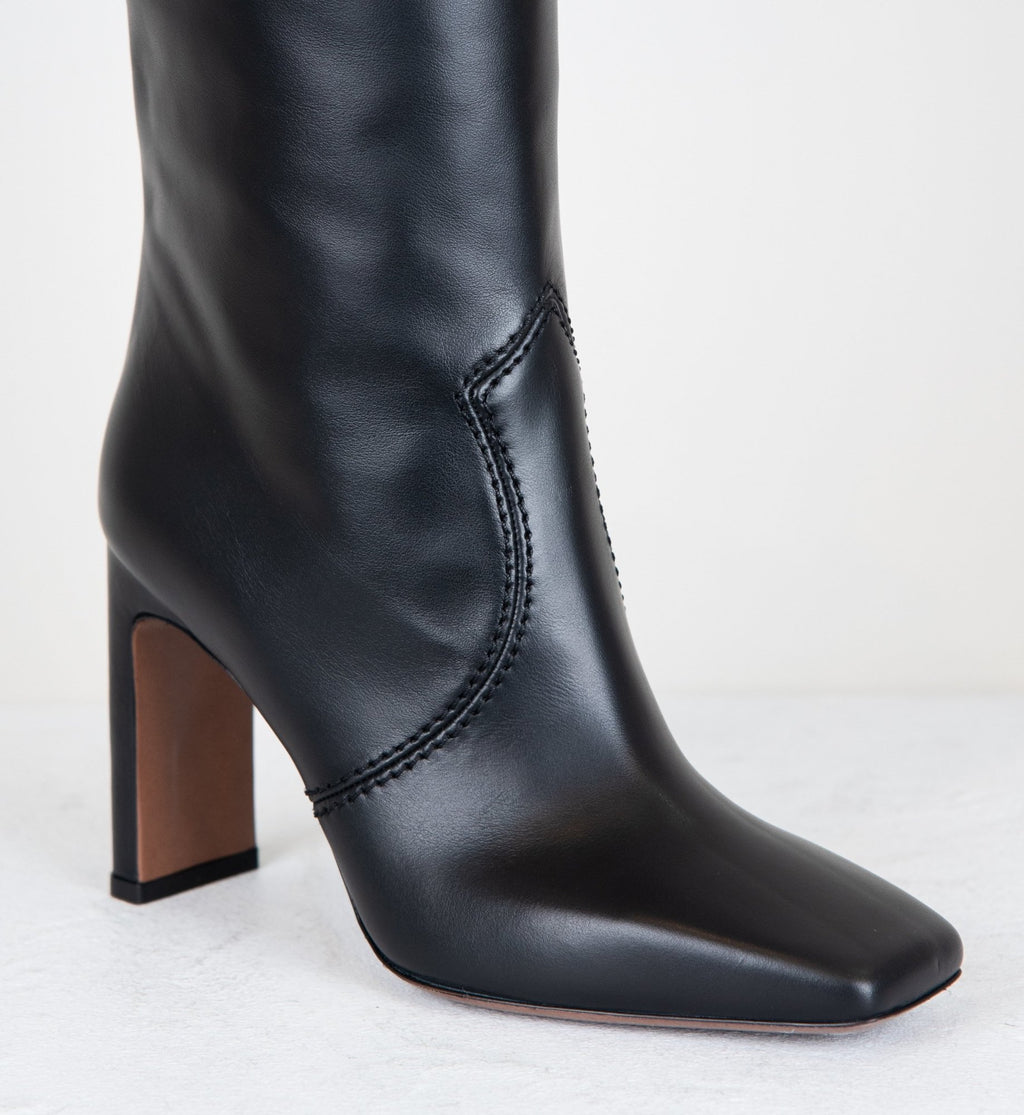 Bottes en cuir noir à talon fin - LDO051 BLACK